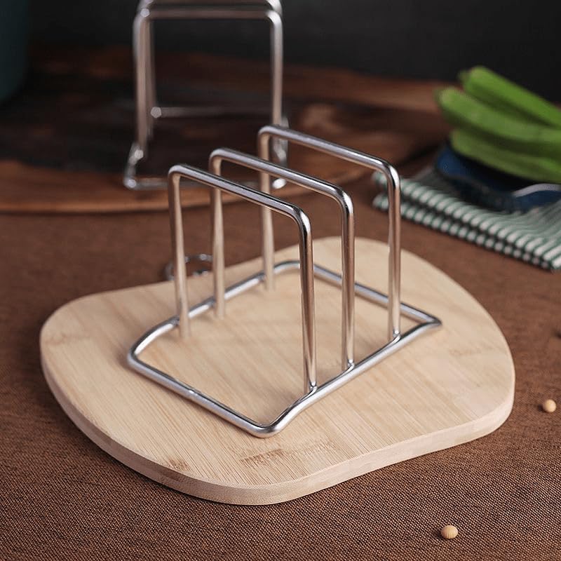 1PCS Space-Saving Stainless Steel Pot Lid and Cutting Board Organizer Combo - Heavy-Duty Countertop Rack with Non-Shake Design