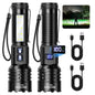 RECHOO Rechargeable Flashlights High Lumens 2 Pack, 7-Mode Dual-Switch Zoomable LED Flashlight with LCD Display, Super Bright Handheld Flashlights for Home, Camping, Emergency & Gifts for Men
