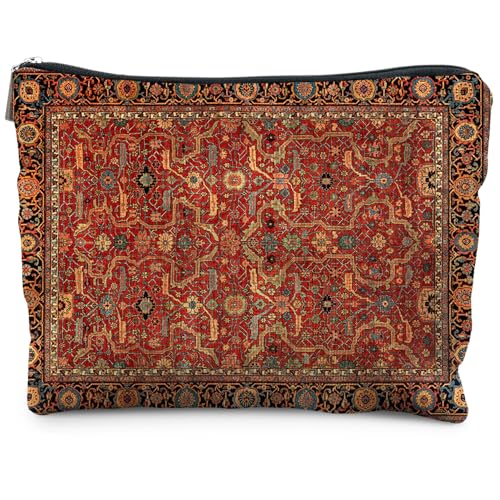 Vintage Boho Tribal Makeup Bag, Traditional Red Rug Style Makeup Bag, Vintage Retro Ethnic Pattern Cosmetic Bag Gifts for Women Friends - color: Bohemia pattern