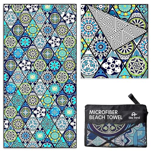 Elite Trend Quick Dry Towel Extra Large 78x35 Inch - Microfiber Beach Towel - Perfect for Beach, Travel, Swimming, Pool, Yoga, Hiking, Camping - Lightweight, Fast Drying, Compact for Adults (Artsy) - color: Artsy, style: Extra Large 78x35"