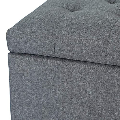 Joveco Storage Ottoman Bench Rectangular Fabric Organization Foot Rest, 24 Inch Modern Tufted Bedroom Foot Stool and Seat for Entryway, Bedroom, Living Room - color: Grey