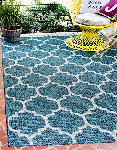 Unique Loom Outdoor Trellis Collection Area Rug (2' 2" x 3' 1" Rectangle, Teal/ Gray) - color: Teal/Gray, size: 2'2" x 3'1" (Rectangular)