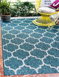Unique Loom Outdoor Trellis Collection Area Rug (3' 3" x 5' 3" Rectangle, Teal/ Gray) - color: Teal/Gray, size: 3'3" x 5'3" (Rectangular)