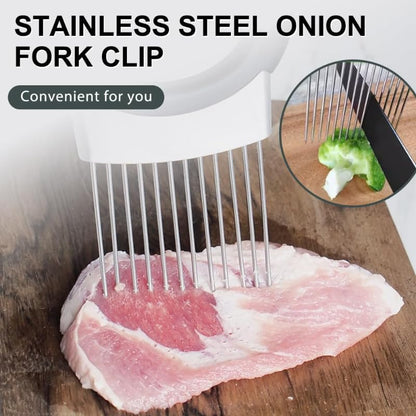 Stainless Steel Onion Slice Holder, Lemon Slicer Vegetable Cutter, Chopper Slicing Assistant Tool for Meat, Onion, Potato, Tomato Home Kitchen Tools (B-1 PCS) - color: B-1 PCS