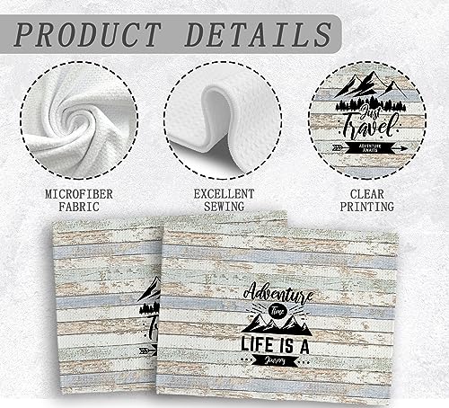 Camping Dish Towels, Camp Kitchen Farmhouse Decor, Camping Gifts for Camper Women Men, Mountain Decor Kitchen Towels, Adventure Time Towels, Set of 2, 16x24