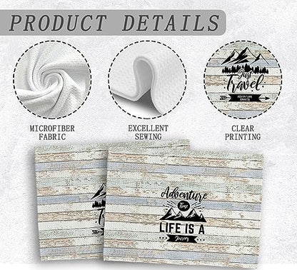 Camping Dish Towels, Camp Kitchen Farmhouse Decor, Camping Gifts for Camper Women Men, Mountain Decor Kitchen Towels, Adventure Time Towels, Set of 2, 16x24