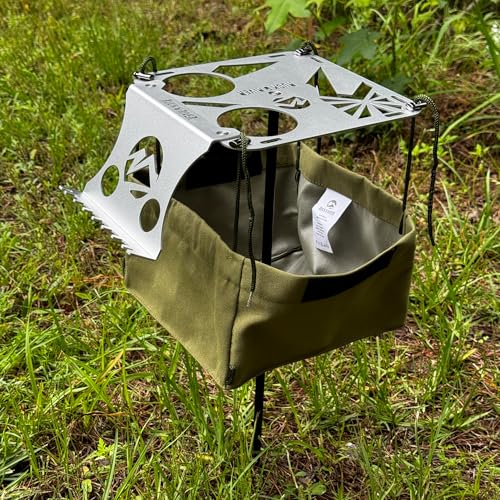 Ruck & River Camping Table - Compact and Lightweight 8"x8" Aluminum Top with Cup Holders, Adjustable Height, Easy to Assemble, Portable Outdoor Table for Camping, Hiking, Fishing, Beach, Hammock