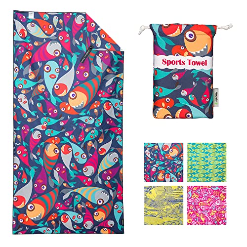 4Monster Quick Dry Beach Towel, Ultra Absorbent Microfiber Travel Towel, Lightweight & Compact for Beach, Swimming, Camping, Pool, Water Sports & Yoga - color: 02colorful, size: 78.00" x 35.00"