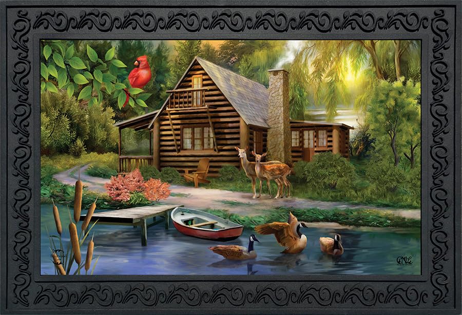 Briarwood Lane Lakeside Cabin Summer Doormat - color: Lakeside Cabin