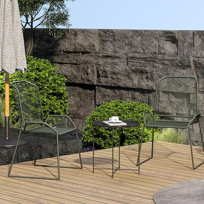 End Table Set of 2,Outdoor Side Table, Small Patio Round Folding Metal Black Side Tables for Outdoor,Living Room,Balcony and Office,Φ18.5" x 19.9"H，2 PCS - color: Black