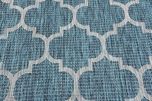 Unique Loom Outdoor Trellis Collection Area Rug (4' 1" x 6' 1" Rectangle, Teal/ Gray) - color: Teal/Gray, size: 4'1" x 6'1" (Rectangular)