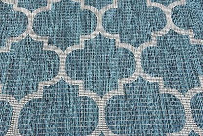 Unique Loom Outdoor Trellis Collection Area Rug (4' 1" x 6' 1" Rectangle, Teal/ Gray) - color: Teal/Gray, size: 4'1" x 6'1" (Rectangular)