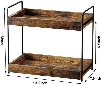 mahueeol 2 Tier Wood Counter Organizer | Bathroom Vanity Use, Kitchen Use - style: Rustic