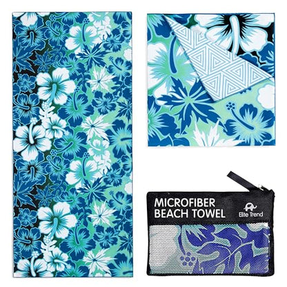 Elite Trend Microfiber Beach Towel for Adults with Bag - Extra Large 78x35 inch Lightweight Sand Free Quick Dry Towel for Travel, Swimming, Yoga, Camping (Hibiscus) - color: Hibiscus, style: Extra Large 78x35"