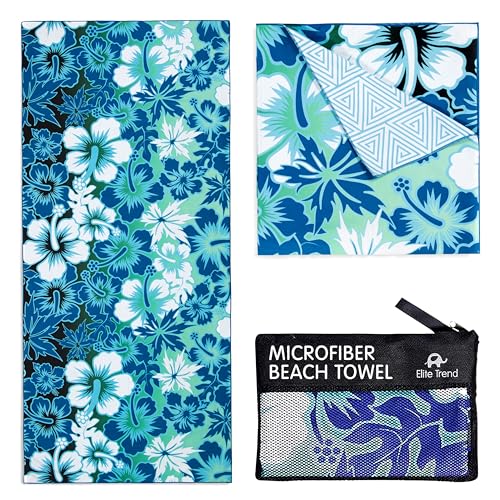 Elite Trend Microfiber Beach Towel for Adults with Bag - Extra Large 78x35 inch Lightweight Sand Free Quick Dry Towel for Travel, Swimming, Yoga, Camping (Hibiscus) - color: Hibiscus, style: Extra Large 78x35"