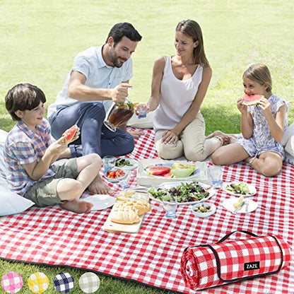 ZAZE Picnic Blanket Extra Large Waterproof, 80''x80''Checkered Picnic Blankets Beach, Outdoor, Camping on Grass Accessories Couple Ideas Wedding Registry Gifts (Red and White) - color: Red and White