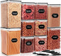 PRAKI 10 PCS flour sugar storage containers for Organizers and Storage | BPA Free, Airtight Food Storage Containers with Lids for Sugar, Flour, Baking Supplies, Versatile Kitchen Containers, Black