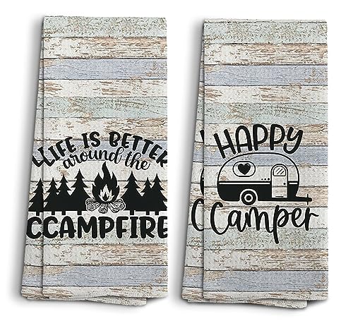OQL Camping Kitchen Towel Set of 2, 1624 Inches - Camper Kitchen Accessories and Decor, Gifts for Women Campers - color: Forest Rv