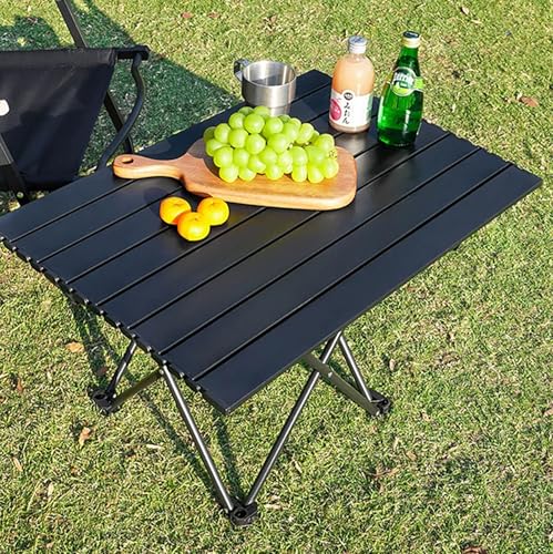 Folding Camping Table, 16 Inch x 13.8 Inch x 11.4 Inch Black Carbon Steel Foldable Table with Storage Bag for Home and Outdoors (S)