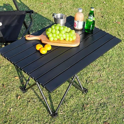 Folding Camping Table, 16 Inch x 13.8 Inch x 11.4 Inch Black Carbon Steel Foldable Table with Storage Bag for Home and Outdoors (S)