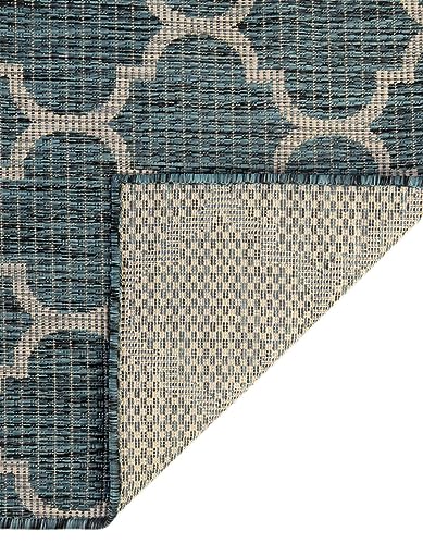 Unique Loom Outdoor Trellis Collection Area Rug (3' 3" x 5' 3" Rectangle, Teal/ Gray) - color: Teal/Gray, size: 3'3" x 5'3" (Rectangular)