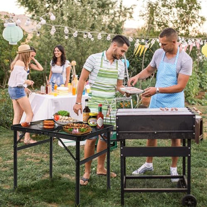 Grill Table Camping Table Portable Folding Table,Height Adjustable Collapsible with Mesh Desktop,Lightweight Metal Table for Camp, BBQ, Picnic, RV, Outdoor Cooking, Travel