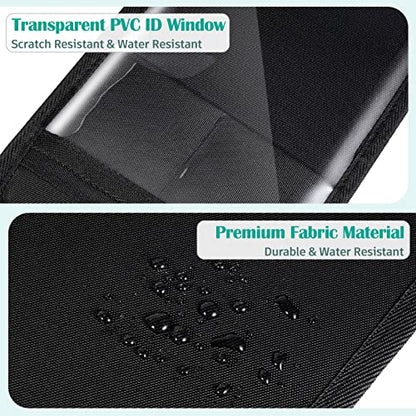 SITHON Handicap Placard Holder for Car Visor, Disabled Parking Permit Sign Protector with Pen Holder, Card Slots and Elastic Strap, Black
