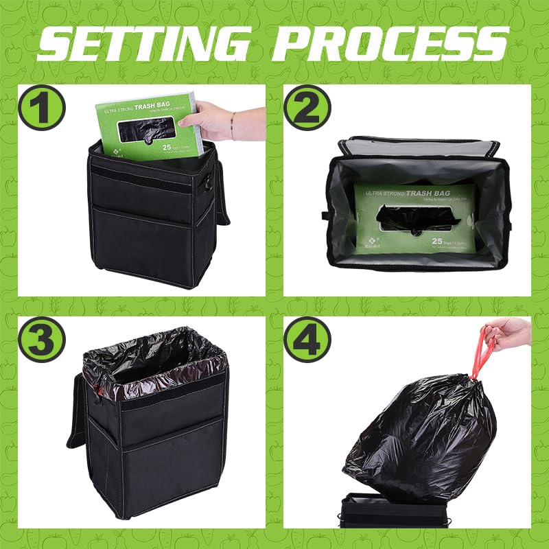 K KNODEL Drawstring Trash Bags, Perfect for Car Trash Can with Lid, and for Car Trash Can with Zipper, Ultra Strong Garbage Bags, 3 Gallon, 50 Count (Pack of 2) - size: 50 Count (Pack of 2)