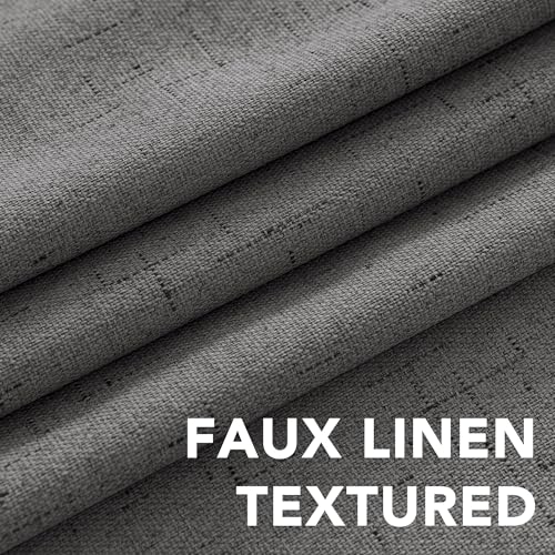 H.VERSAILTEX Blackout Curtains Linen Curtains 120 inches Long 100% Black Out Curtains for Bedroom Windows, Textured Linen Look Draperies Grommet with White Liner, 2 Panels, Grey - color: Grey, size: 52"W x 120"L (Pack of 2)