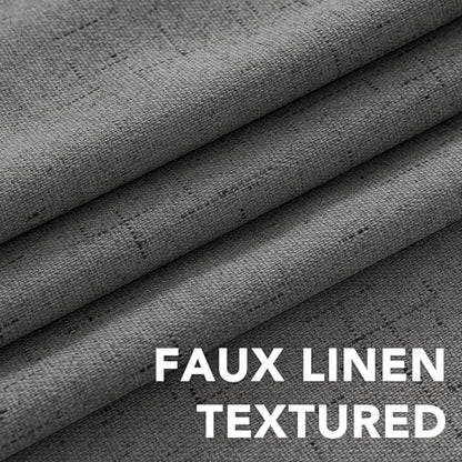 H.VERSAILTEX Blackout Curtains Linen Curtains 120 inches Long 100% Black Out Curtains for Bedroom Windows, Textured Linen Look Draperies Grommet with White Liner, 2 Panels, Grey - color: Grey, size: 52"W x 120"L (Pack of 2)