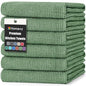Homaxy Premium Kitchen Towels(18”x 28”, 6 Pack), Large Cotton Kitchen Hand Towels, Flat and Terry Dish Towels, 380 GSM Highly Absorbent Tea Towel Set with Hanging Loop, Grass Green - color: Grass Green, style: 6-pack