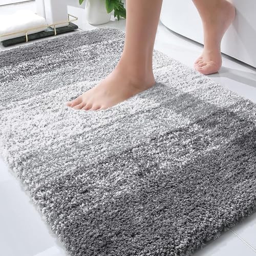 OLANLY Bathroom Rugs Mat 30x20, Extra Soft Absorbent Microfiber Bath Rugs, Rubber Backing, Quick Dry, Machine Washable Bath Mats for Bathroom Floor, Tub and Shower, Home Decor Accessories, Grey - color: Grey, size: 30" X 20"