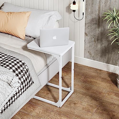 QEEIG C Table Side Table Set of 2 Living Room Sets C Shaped Couch Tray End Tables Modern, White (017-30-002WW) - color: White, size: 11.8"W x 15.7"D x 25.6"H (2P)