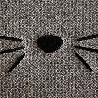 Bone Dry Embroidered Microfiber Cat Shape Pet Food & Water Placemat-Gray (Pack of 2) - color: Cat Whiskers Gray, size: 9.8"L x 13.5"W (Pack of 2)