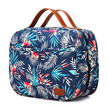 Bosidu Hanging Travel Toiletry Bag,Large Capacity Cosmetic Travel Toiletry Organizer for Women with 4 Compartments & 1 Sturdy Hook,Perfect for Travel/Daily Use/Christmas - color: Palm Leaf