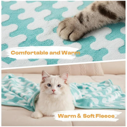 Waterproof Pet Blanket,Dog Bed Covers Couch Sofa Stylish Jacquard Pets Throw Blankets for Puppy Cats Washable Reversible Furniture Protection Covers (Blue Wave,M) - color: Blue Wave, size: M-100*145cm(40*57in)