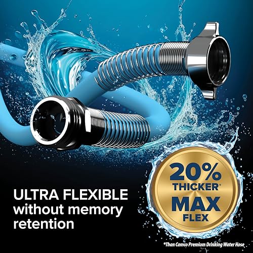 Camco EVOFlex 50-Ft RV Drinking Water Hose - Features Extra Flexible Design w/Stainless Steel Strain Relief Ends - Lead-Free, BPA-Free and Phthalate-Free - 5/8” Inside Diameter (22596) (Pack of 3) - size: 50-Foot (Pack of 3), style: Durable PVC