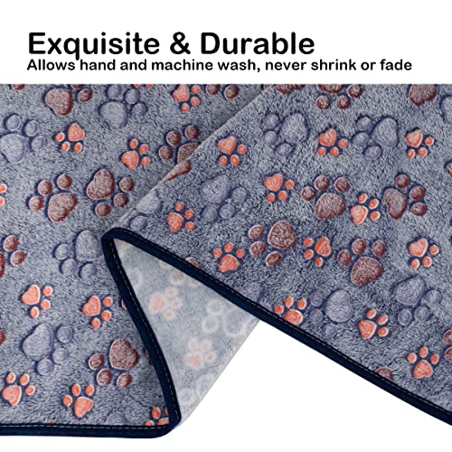 Dono 1 Pack 3 Dog Blankets, Soft Fluffy Fleece Pet Blanket Warm Sleep Mat Paw Print Design Puppy Kitten Throw Blankets Doggy Blanket for Dogs - color: Nude/Gray/Blue, size: Medium(30*20")
