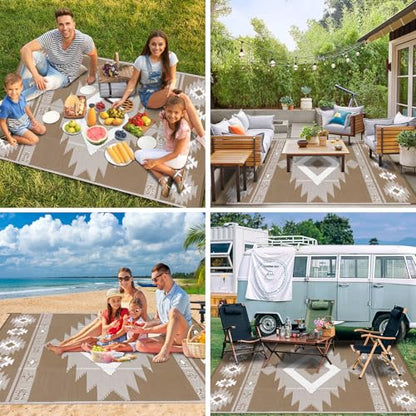 Outdoor Rug 8x10 ft for Patios Waterproof Reversible Plastic Straw Rug Patio Mat Clearance Outdoor RV Camping Mat Outside Area Rug Carpet for Porch,Deck,Camper,Balcony,Backyard