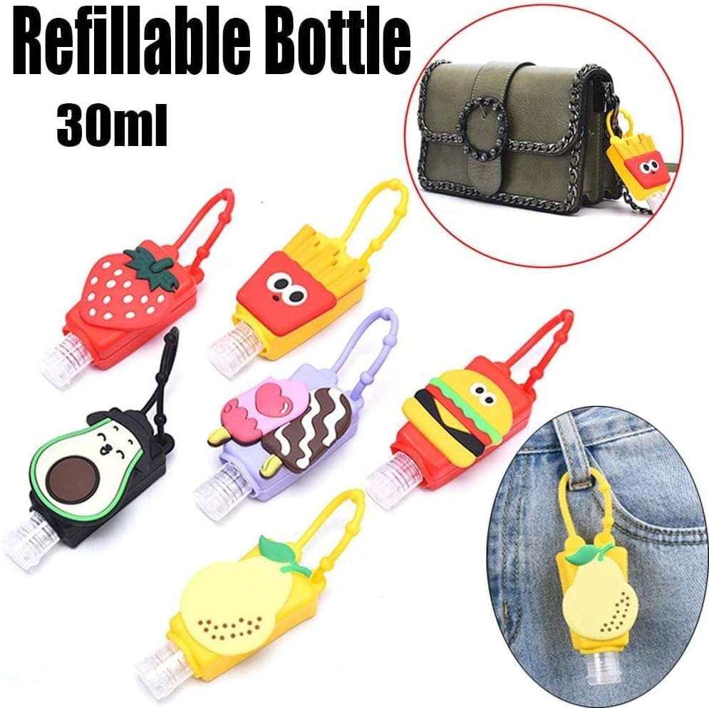 Red Strawberry Empty Travel Hand Sanitizer Bottle, Silicone Sleeve Refillable Empty Squeeze Leakproof Flip Cap Keychain, Hand Soap Holder Cosmetic Containers, Refillable Portable Travel Containers