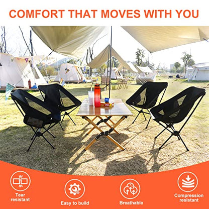 NewDoar 2 Pac Camping Chairs 2 Pack, Collapsible Portable Compact Chair, with Carrying Bag Lightweight Small Folding Chair, for Hiking & Beach & Fishing Lawn Concert - color: Black 2pack
