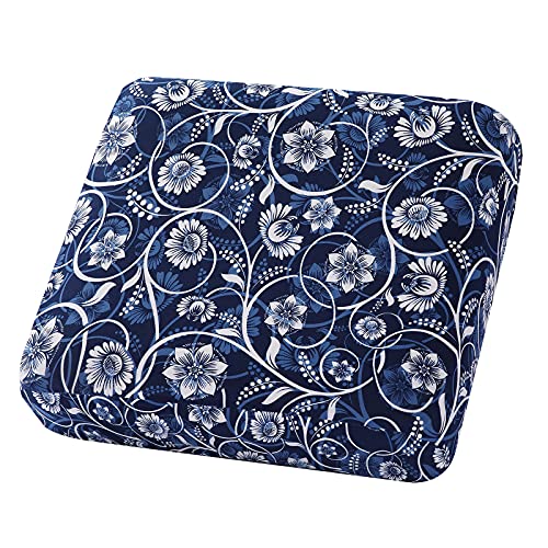 hyha Printed Couch Cushion Covers, Floral Sofa Covers Washable for Cushion Couch, Stretch Pattern Outdoor Cushion Covers for Patio Furniture with Elastic Bottom(Small, Baroque) - color: Navy & White, size: Seat Cover Small