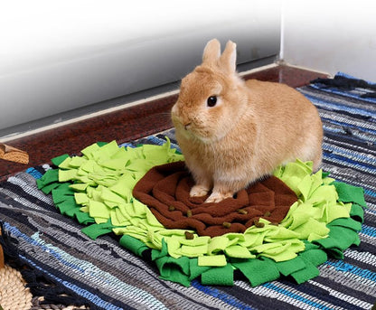 Ferret Cats Snuffle Mat Fleece Foraging Mats Interactive Feeding Toy Small Animal Rabbit Guinea Pig Rat Hamster Anti Slip Treat Dispenser Slow Feeder (Avocado) - color: Avocado