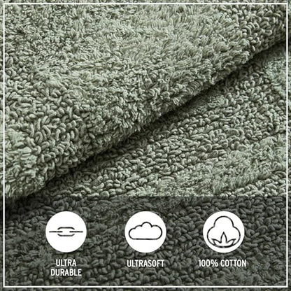 Eddie Bauer - Bathroom Rug, 100% Soft Plush Tufted Cotton Runner Rug, Highly Absorbent, Quick-Dry, and Skid-Resistant Backing (Logan Olive Green, 22" x 60") - color: Olive Green, style: 22" x 60"