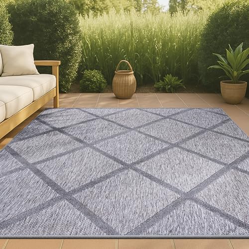 JONATHAN Y Diamond Trellis Indoor Outdoor Area Rug 5X8 Light Gray, Salines for Backyard, Patio, Porch, Easy-Cleaning, High Traffic, Pet-Friendly, Non-Shedding (IBZ101C-5) - color: Light Gray, size: 5'3" x 7'7" (Rectangular)