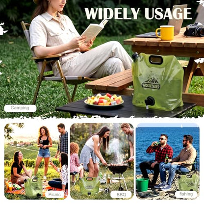 LemonRoad 8 Pack Collapsible Water Container 2.1 Gallon 8L Foldable Water Storage Bag with Spigot, Sturdy Leakproof Jug for Camping, Hiking, Emergency (Green) - color: Green