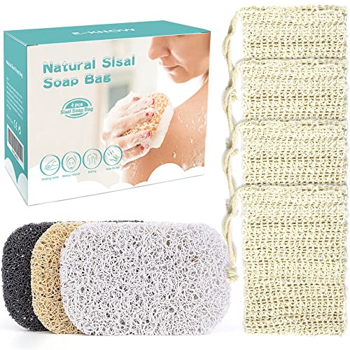 E-KNOW Soap Saver Pouch, Soap Bag Body Scrubber for Bar Soap or Soap Lift, Body Exfoliator Sponge for Bath or Shower, 4 Pack Soap Bag + 3 Piece Soap Lift Soap Saver Pads. - color: 7 Pack