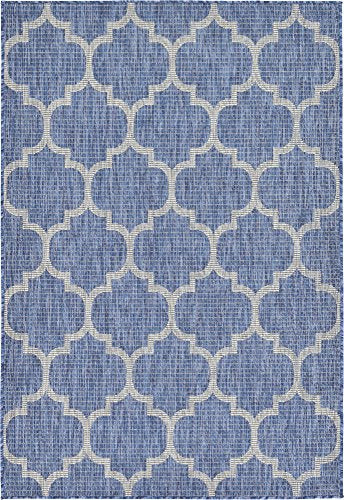 Unique Loom Outdoor Trellis Collection Area Rug (4' 1" x 6' 1" Rectangle, Navy Blue/ Ivory) - color: Navy Blue/Ivory, size: 4'1" x 6'1" (Rectangular)