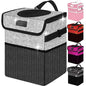 Cute Mini Car Trash Bag with Lid, Glitter Garbage Can Bin Hanging for Back/Front Seat/Console, Waterproof, Leakproof, 2.5 Gallon, Silver Bling Sparkly - color: Silver Bling Sparkly