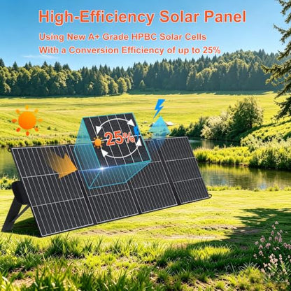 200W Portable Solar Panel Lightweight Design 25% Efficiency HPBC Solar Cell | 20V Foldable Charger, Compatible for Jackery/Ecoflow/Bluetti,with MC4,PD45W USB-C,IP65 for RV camping off-grid Power Blackout